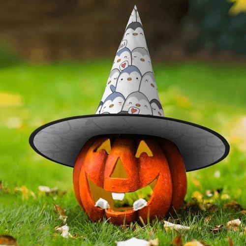 Cute Penguin Print Halloween Witch Hat for Parties
