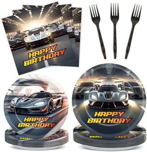 96PCS Race Car Themed Party Plates and Napkins Set