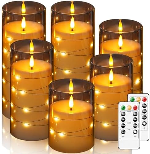 Fo32won Flameless Candles with Remote Timer 6 Pack