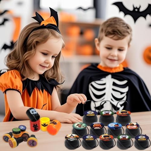 168 PCS Halloween Party Favors 24 Pack Prefilled Witch Cauldron Toys