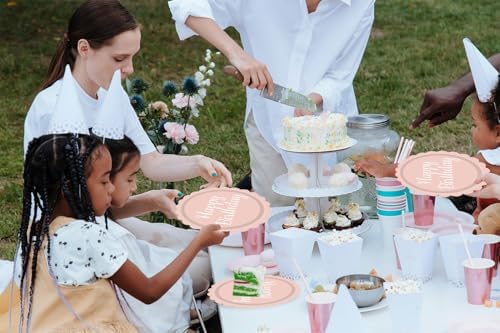 72PCS Light Pink Scalloped Birthday Plates and Napkins Set