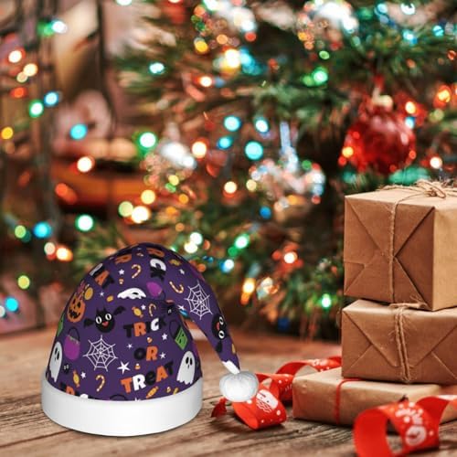 Halloween Candy Santa Hat for Kids Christmas Plush Headwear
