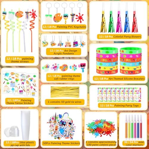 Tondiamo 206 Pcs Art Paint Party Favor Set