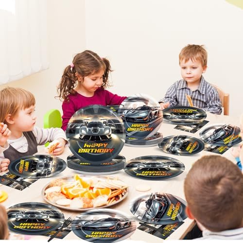 96PCS Race Car Themed Party Plates and Napkins Set