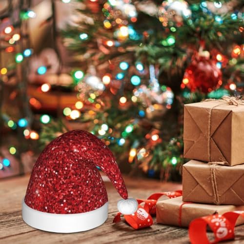 Red Glitter Santa Hat for Kids Baby Christmas Party Hat