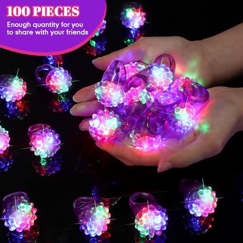 Sosation 100 Pcs Halloween LED Flashing Ring Party Favors
