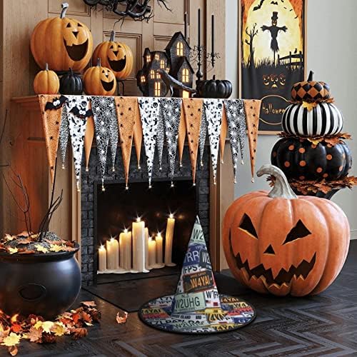 Jbyjbx License Plate Print Witch Hat for Parties