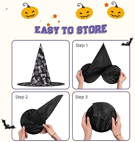 Jbyjbx Dog Paw Print Witch Costume Hat
