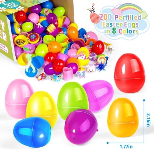 200PCS Easter Eggs with Toys - Unisex Kids Party Favor Pack