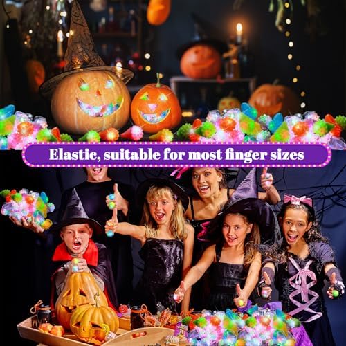 Sosation 100 Pcs Halloween LED Flashing Rings