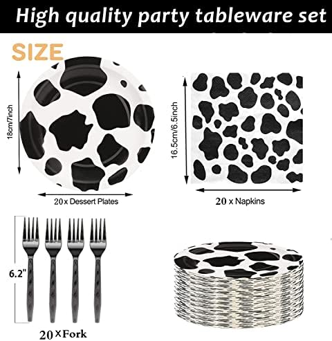 60pcs Cow Print Party Tableware Set for Kids Birthday