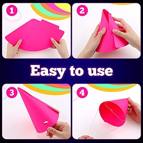 Zonon 15 Pcs Neon UV Blacklight Reactive Party Hats