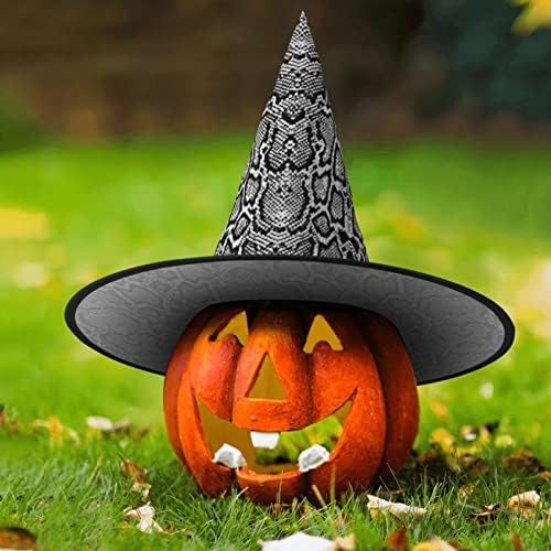 Foldable Black White Snake Skin Print Witch Hat