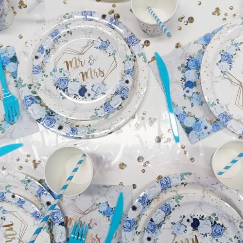 MEHOFOND 169 Piece Blue Wedding Tableware Set for 24 Guests