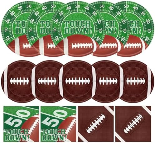 96 Pcs Football Party Plates Napkins Set