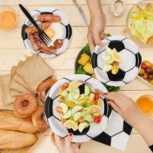 96 Pcs Soccer Party Plates with Napkins and Forks