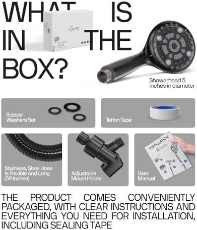LOKBY 6-Setting Handheld Shower Head Set with High Pressure and Detachable Design