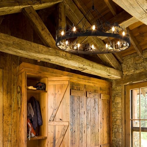 Wellmet 48 Inch Black Forest Wagon Wheel Chandelier
