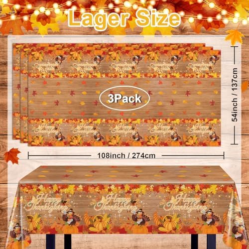 Avezano 3 Pcs Thanksgiving Tablecloths for Rectangle Tables
