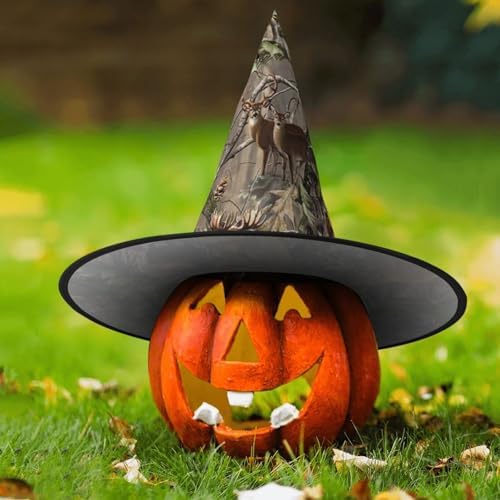 Hunting Deer Bear Elk Print Halloween Witch Hat for Parties and Costumes