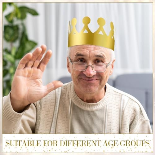 Crtiin 100 Pcs Gold Paper Crowns for Birthday Parties