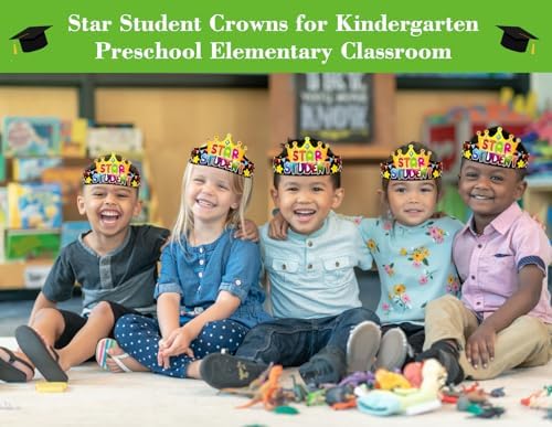 Sicohome Star Student Paper Crowns 24pcs Adjustable Hats for Classroom Rewards