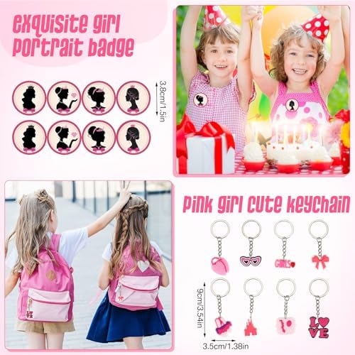 HyDren 194 Pcs Pink Girl Party Favor Pack