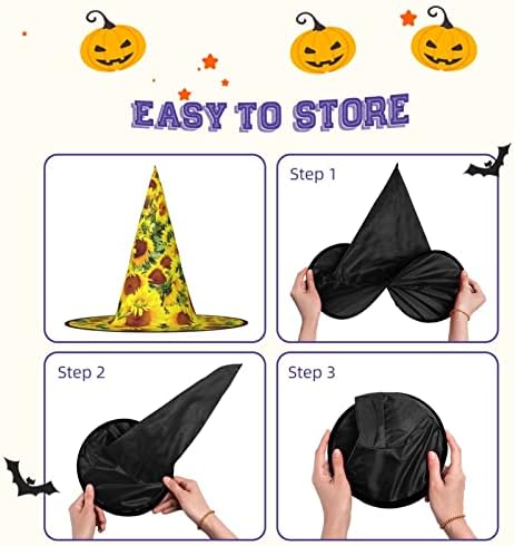 Sunflowers Print Witch Hat for Halloween Parties