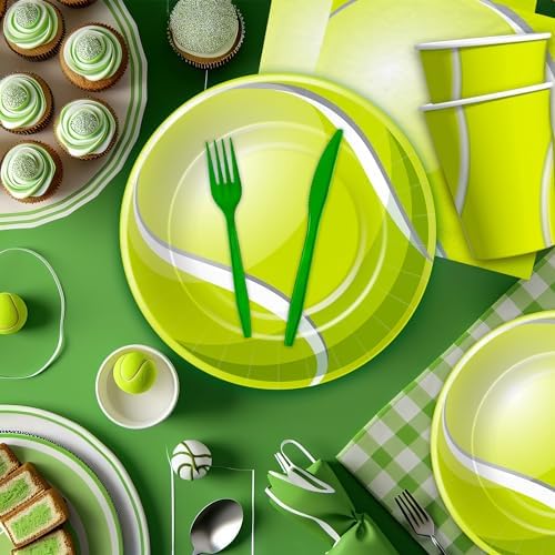 Tennis Birthday Plates Napkins Set for 24 Guests