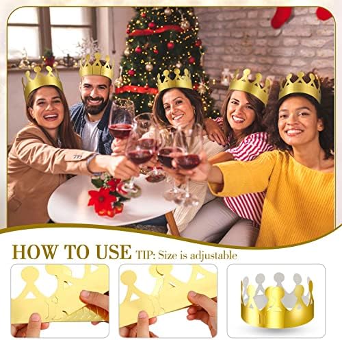 Crtiin 100 Pcs Gold Paper Crowns for Birthday Parties