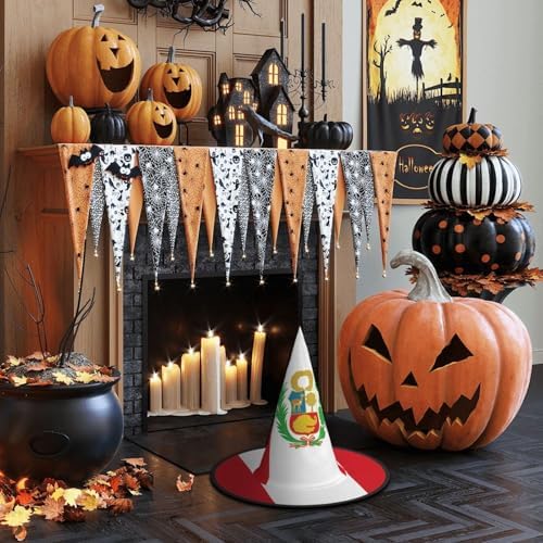 Peru Flag Print Carnival Halloween Witch Hat Party Costume