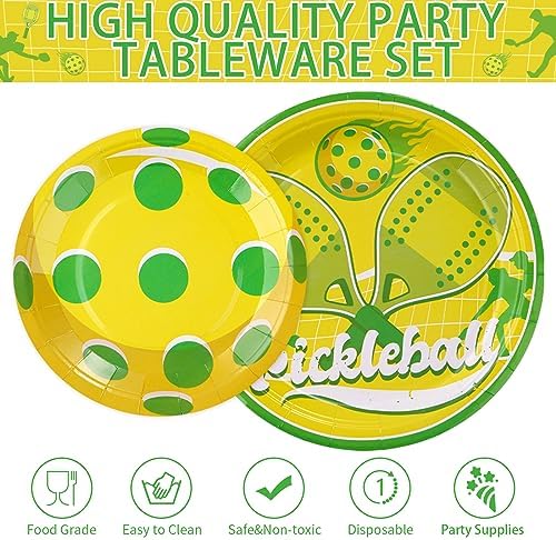 Grencian 96Pcs Pickle Ball Party Tableware Set