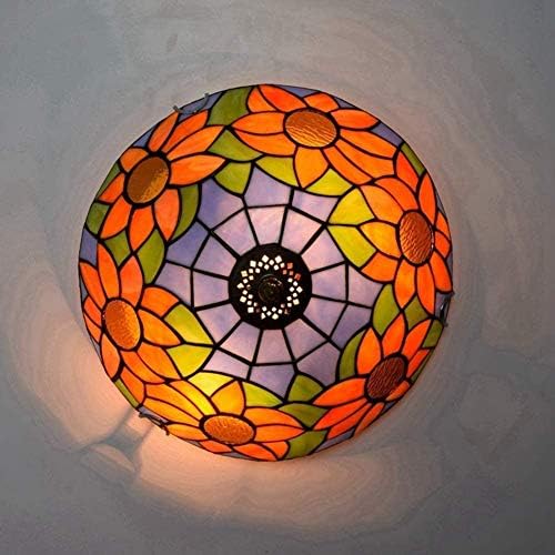 Tiffany-Style Ceiling Light 12 Inch Sunflower Glass Chandelier