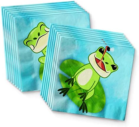 Frog Birthday Party Plates Napkins Cups Set for 16