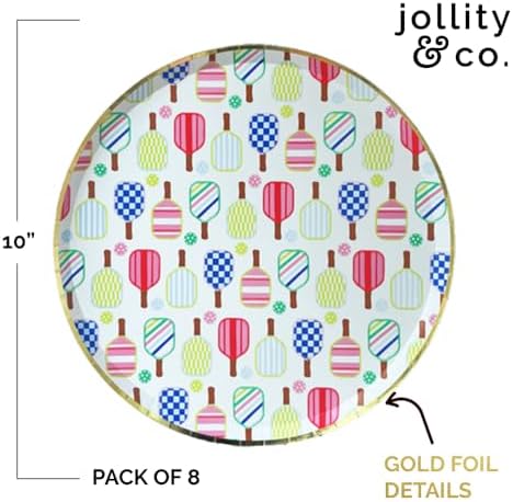 Jollity Co Pickleball Social Plates Pack of 8