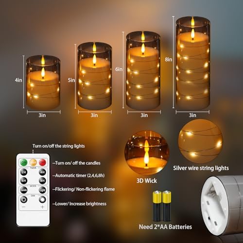 Fo32won Flameless Candles with Remote Timer 6 Pack
