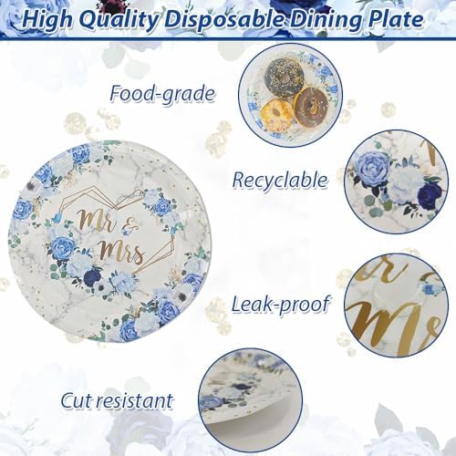MEHOFOND 169 Piece Blue Wedding Tableware Set for 24 Guests