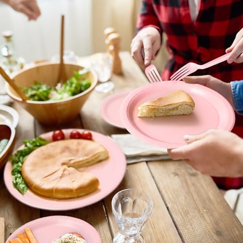 96 Pcs Pink Paper Plates and Napkins Set for 24 Guests