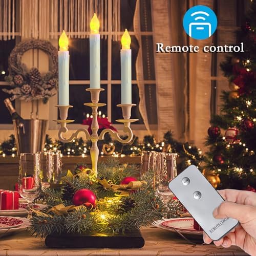 Amagic 12pcs Remote Controlled Flameless Taper Candles