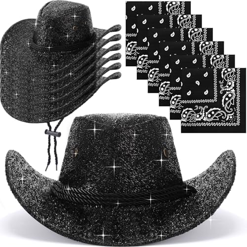 Zhanmai 12 Pcs Cowboy Hat and Bandana Set
