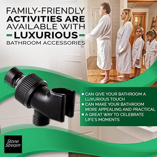 StoneStream Adjustable Wall Shower Adapter and Holder - Matte Black