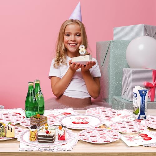 150pcs Cherry Plates Napkins Birthday Party Supplies