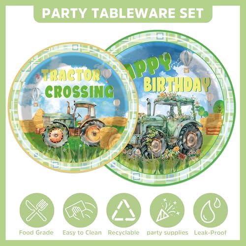 Tractor Themed Birthday Tableware Set for 24 Guests