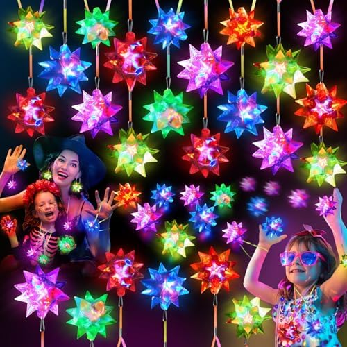 HONLYNE 48pcs Flasing Crystal Star Necklaces