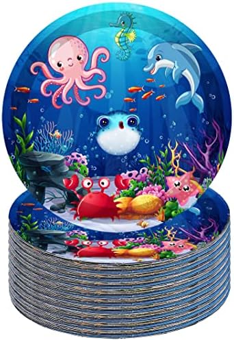 40Pcs Under the Sea Birthday Party Plates with Marine Animals