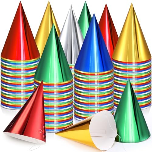 Geosar 400 Pcs Metallic Foil Birthday Hats for Adults