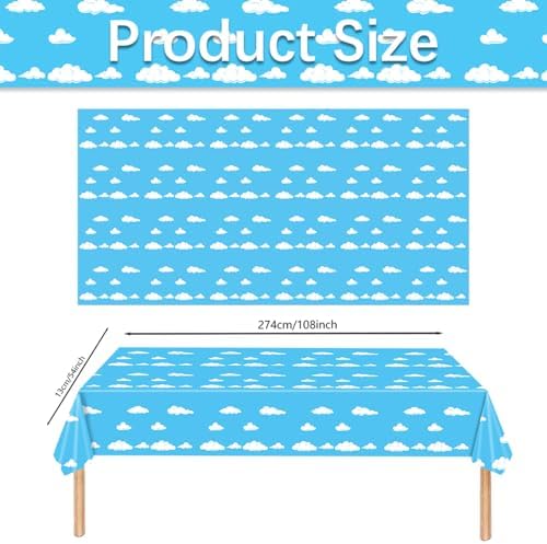 Blue Sky White Clouds Party Tablecloth Set