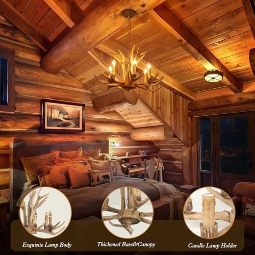 CASENKE 6 Light Deer Horn Pendant Chandelier