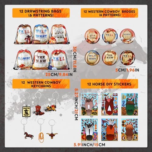 140 Pcs Western Cowboy Party Favor Pack