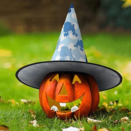 Blue Poodle Polka Dot Witch Hat for Parties and Cosplay
